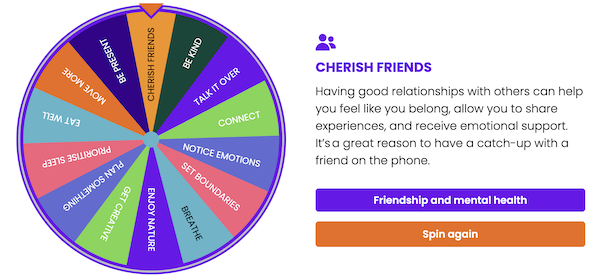 Mental Health Awareness wheel for newsletter